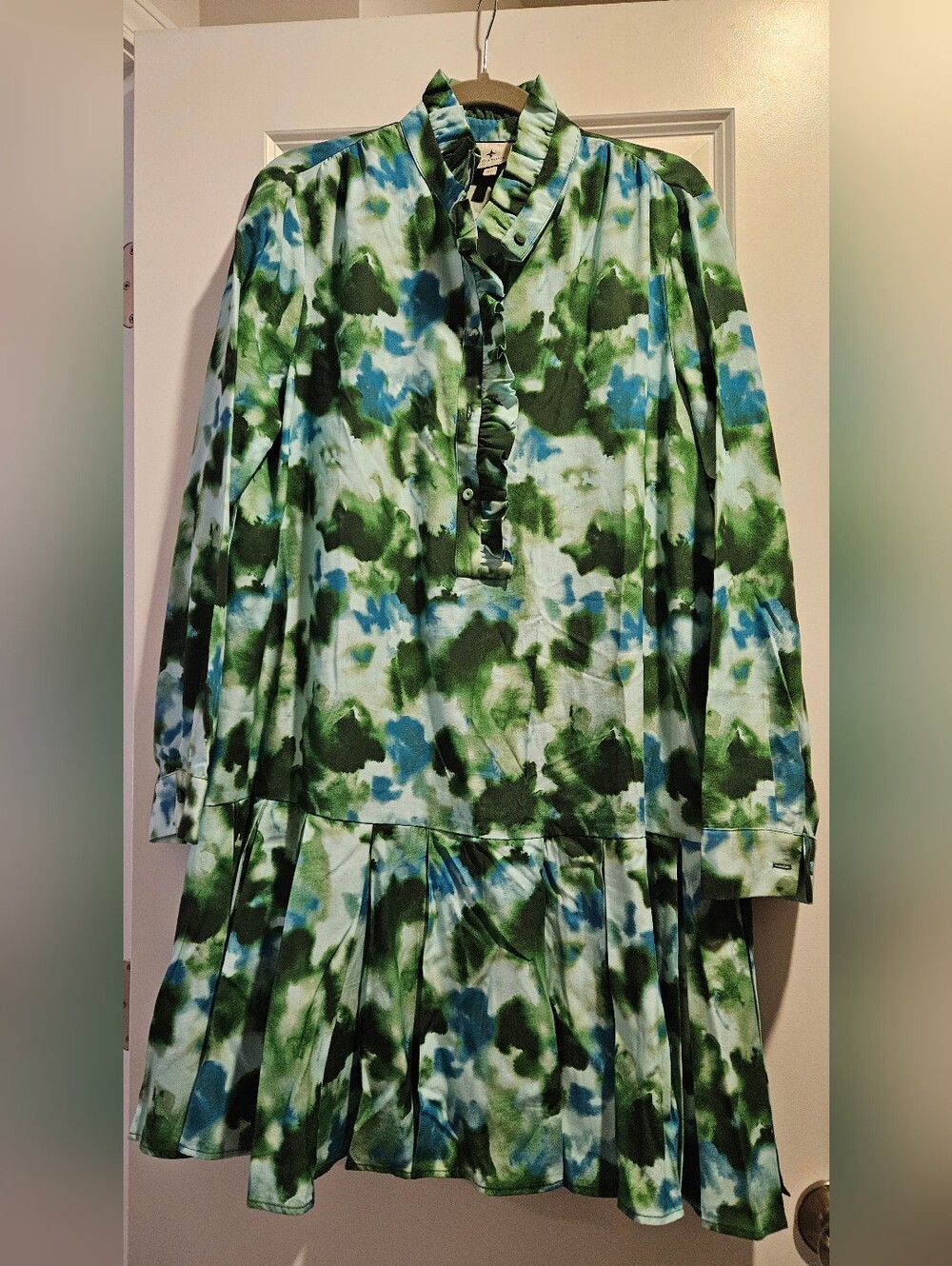 Tuckernuck Deep Lagoon Tate Long Sleeve Ruffle Dress
